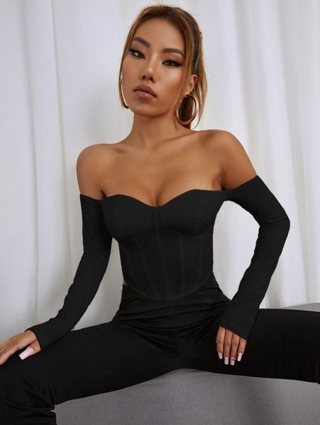 

solid off the shoulder tee a0qd#, White