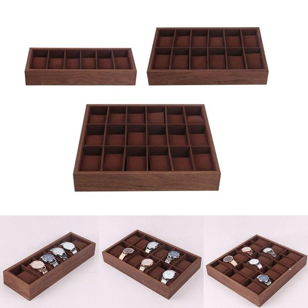 

watch boxes & cases wooden box case display tray w/ cushion jewelry organizer 6/12/18 slots, Black;blue