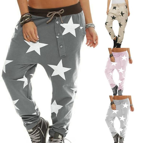 

women's pants & capris 2021 harem loose sweatpants jogging long hose casual star print mid waist female trousers pantalones de moda, Black;white