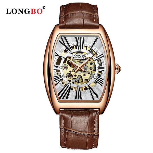 

wristwatches longbo 83255 waterproof leather luxury mechanical mens band business sport watch, Slivery;brown
