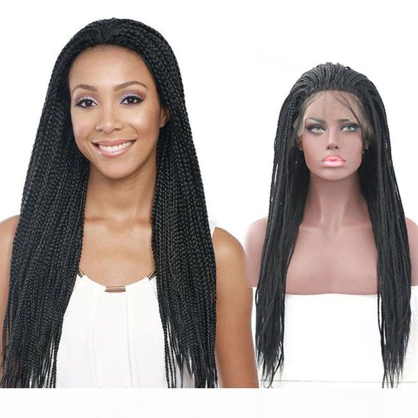 

lace front braided wigs with baby hair long box braid wig full head synthetic wgs for black women