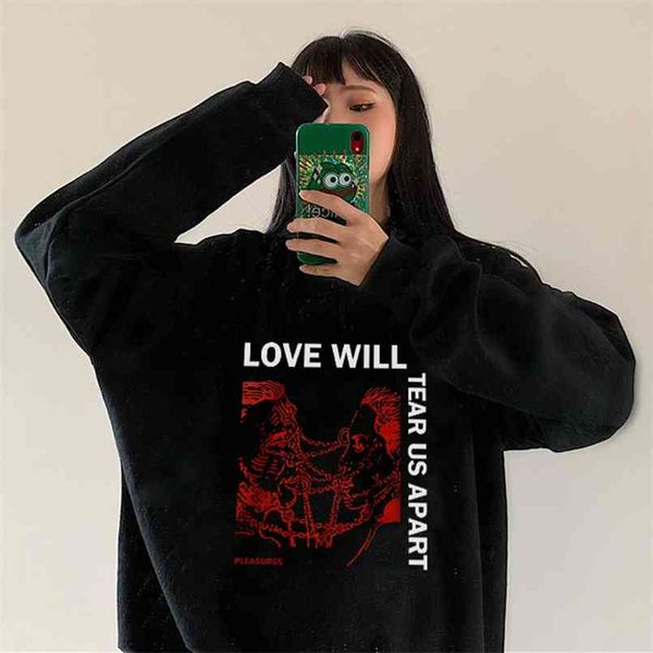 

winter casual lil peep rapper cartoon letter print vintage fashion loose long-sleeved s-2xl harajuku hooded sweatshirt 210813, Black