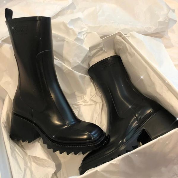

boots chic ins leather female shoes botas mujer elegant rain round toe black zapatos de ladies women