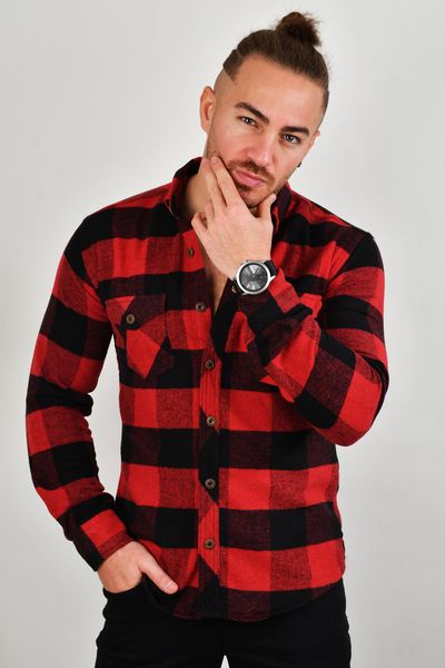 

Male Lumberjack Shirt Plaid Pattern Long Slim Fit Quality New Season 2101217 Lvxj, White;black