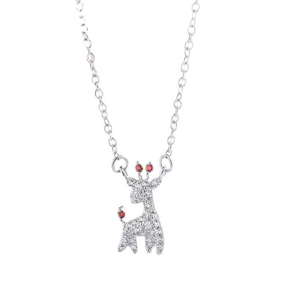 

chains 925 sterling silver christmas gift deer necklace fashion tide flow sense cute pendant individuality colar