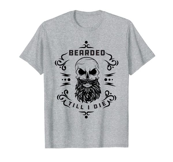 

mens beard lovers t-shirt with a bearded skull with classic look, White;black