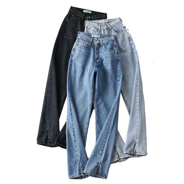 

women jeans pants 2020 vintage denim jean trousers wide leg pant autumn spring fashion loose female high waist trousers ll187 gooe, Black;white