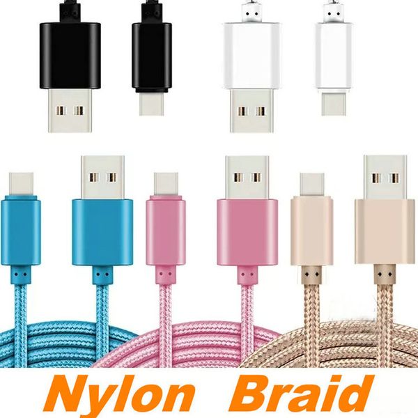 

cell phone cables for samsung lg 1m/2m/3m 3ft 6ft 10ft metal housing braided micro usb cable high speed data sync usb charger