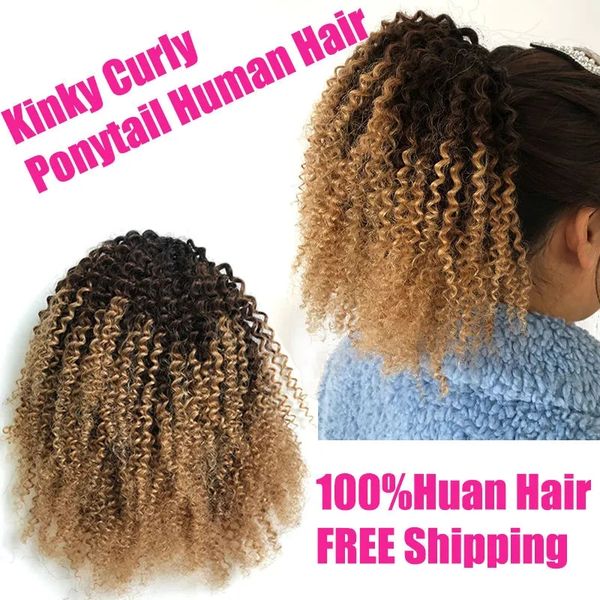 

women 2022 fashion human hair ponytail short curly drawstring brazil, Black