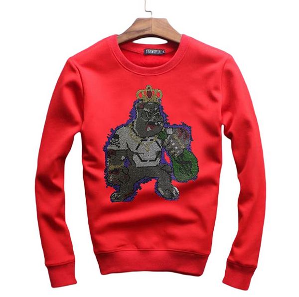 

winter men's fashion rhinestones brand design hoody shirts casual streetwear sweatshirt, Black