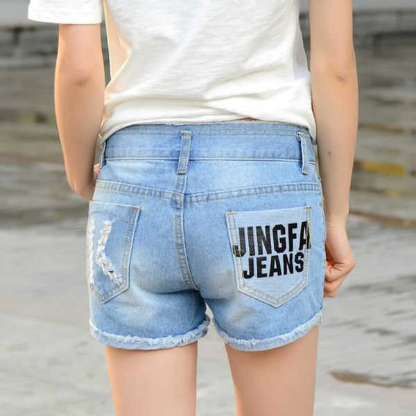 

plus size 36 jeans women summer style new light color decreased gat denim shorts, Blue