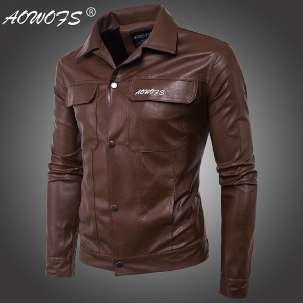 

men's fur & faux leather jacket men punk locomotive zipper snap trend multi-pocket, Black