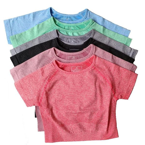 

yoga outfit women sport shirts long & short sleeves fitness wear workout clothing gym crop t-shirts active for woman top