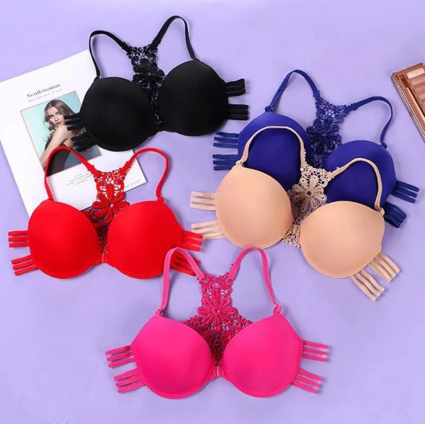 

bras style beautiful front buckle gather underwear bra the upper thinner lower thick comfortable girls, Red;black
