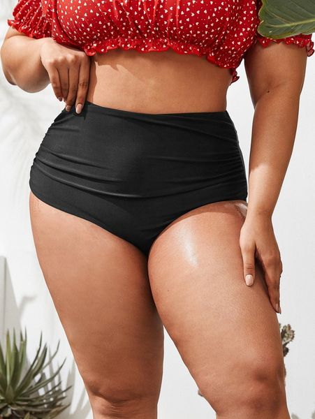 

plus ruched bikini panty x1tt#, Black