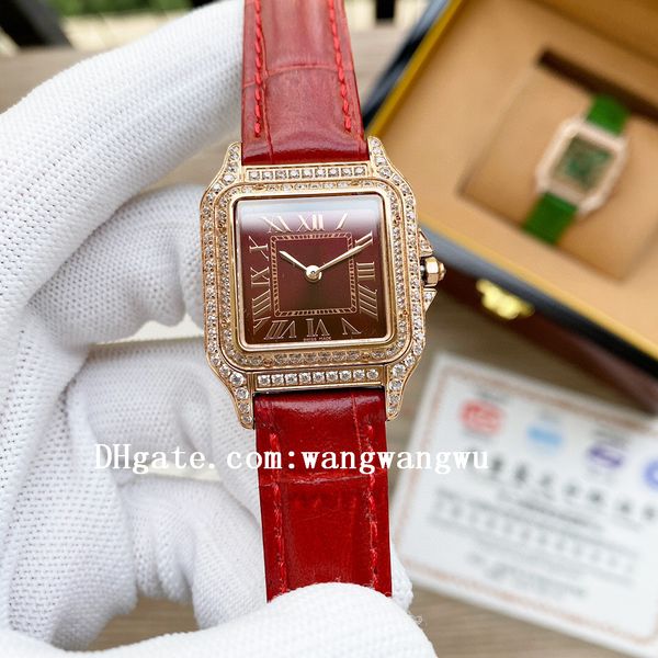 

2021 classic panthère de ladies watches full diamond santos quartz wristwatches cheetah tank rose gold womens watch d5017, Silver
