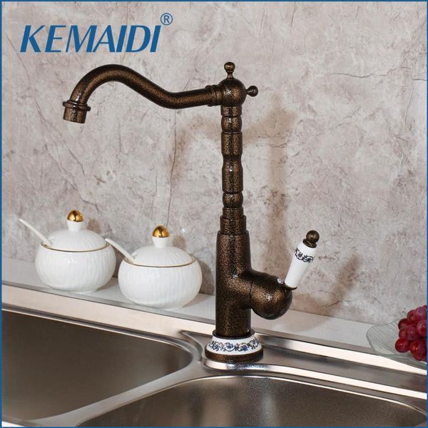 

kitchen faucets kemaidi faucet sink mixer tap 360 swivel roman bronze brass art waterfall fuacets deck mounted