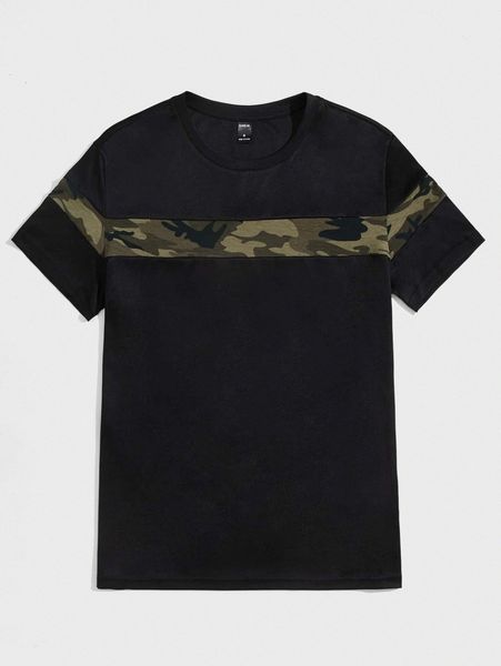 

men camo print tee t49a#, White;black