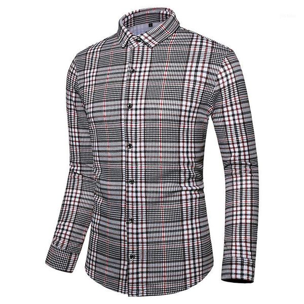 

shirt mens slim fit long sleeve dress shirts men casual shirt male social 2019 autumn plaid -7xl a131, White;black