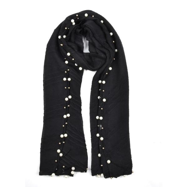 

scarves women's plain hijab scarf female bubble cotton nailed pearl decoration headscarf wrap fringe crumple muslim shawls/sf843, Blue;gray