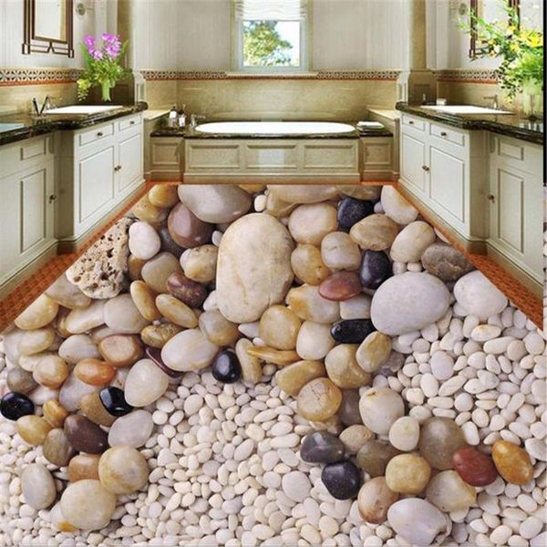 

wallpapers 3d cobblestone kitchen bathroom floor tiles decoration painting stereoscopic wallpaper modern walls