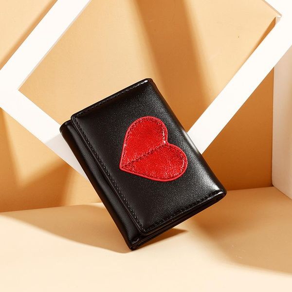 

wallets 2021 fashion tri-fold wallet women short purse wild mini stitching buckle ladies, Red;black