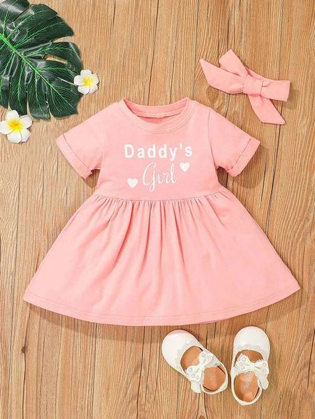 

baby heart & letter graphic dress she, Red;yellow