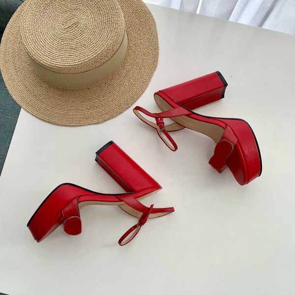 

european classic luxury sandal slipper goods style ladies designer decoration high heeled shoes pure leather genuine gold letter belt buckle, Black
