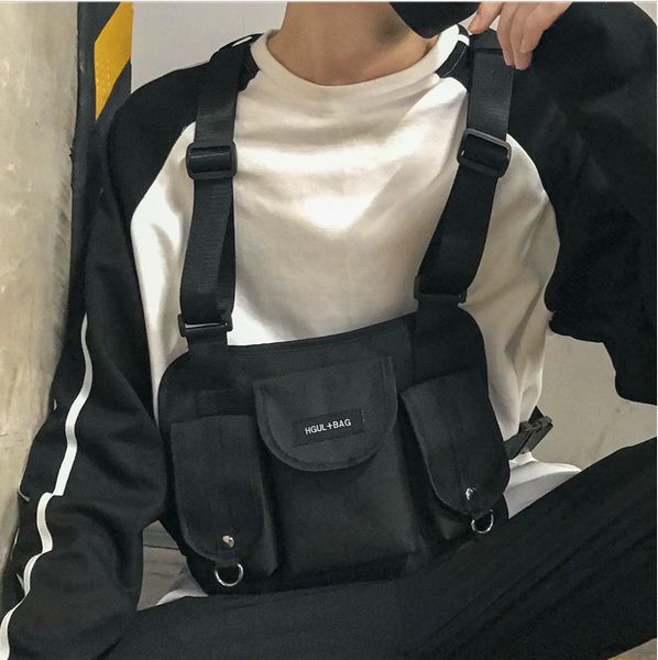 

tide brand street style waist bags men and women designer backpack tactical two-layer vest hip hop functional chest pack side pockets