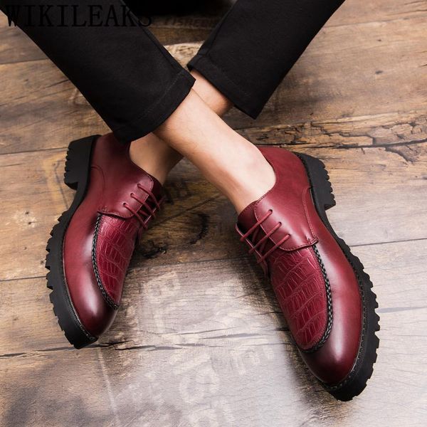 

dress shoes crocodile men elegant coiffeur formal oxford italian brand leather classic sapato masculino, Black
