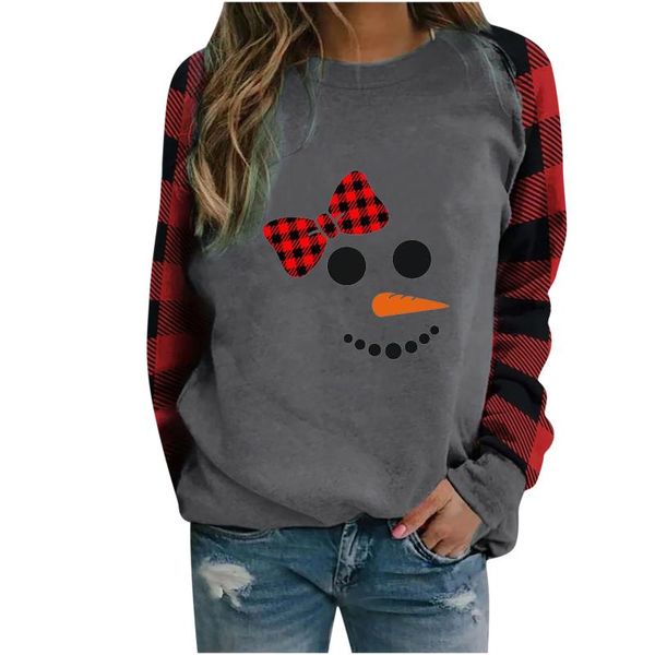 

women's sweaters winter womens christmas sweater lovely print sweatshirt long sleeve lattice stitching round neck jumper pullover blous, White;black