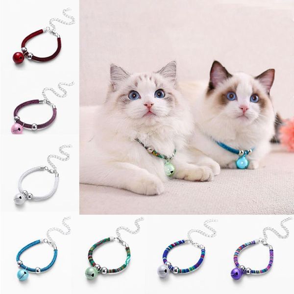 

dog collars & leashes pet cute bells solid color adjustable metal cat cats small and medium-sized supplies