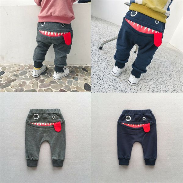 

0-4t fashion toddler kid baby boy trousers big mouth monster style cute harem pants lovely streetwear cartoon outfit clothes, White