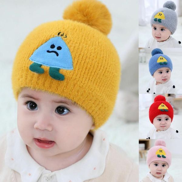 

caps & hats kids born infant baby boys girls autumn winter hemming keep warm knit crochet footed hat pompon beanie hairball cap d10#1, Yellow