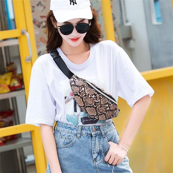 

waist bags stylish women girls serpentine print packs zipper buckle fanny pack belt bag pouch travel hip bum purse 5colors