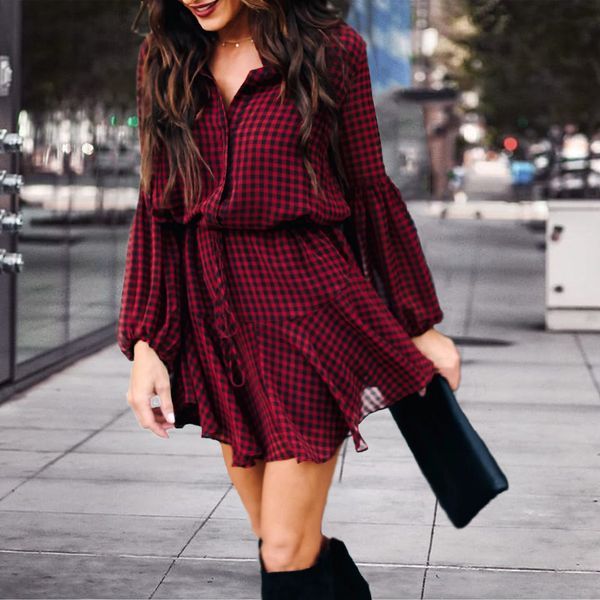 

2021 autumn and winter fashion party dresses new women's clothing european style street loose plaid striped floral print dress women, White;black