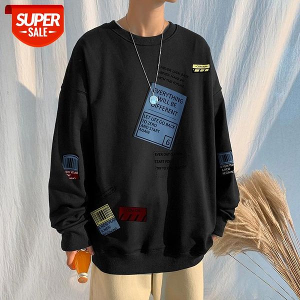 

autumn spring 2021 hoodies sweatshirt for men's black loose hip hop punk pullover streetwear casual fashion clothes oversize 5xl #ka70