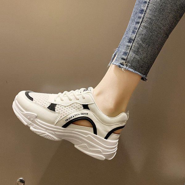 

women's vulcanize shoes new summer fashion comfortable breathable mesh shoes ladies casual lace-up woman sneakers sandals, Black