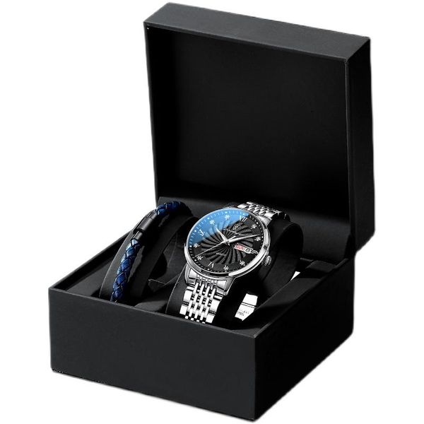 

wristwatches poedagar brand 2021 mens watches exquisite fashion week calender business cool waterproof luxury stainless steel quartz men, Slivery;brown