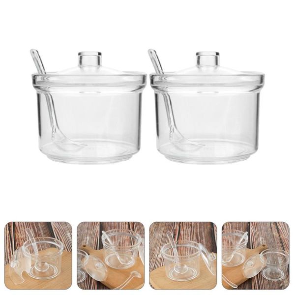 

storage bottles & jars 2pcs kitchen acrylic seasoning box restaurant jar can