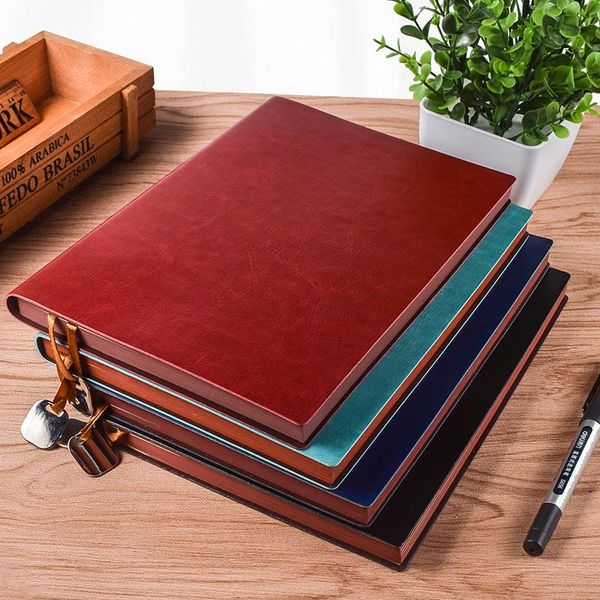 

notepads 531 creative notebook stationery business soft leather notepad thickened a5 book simple hand account a6, Purple;pink