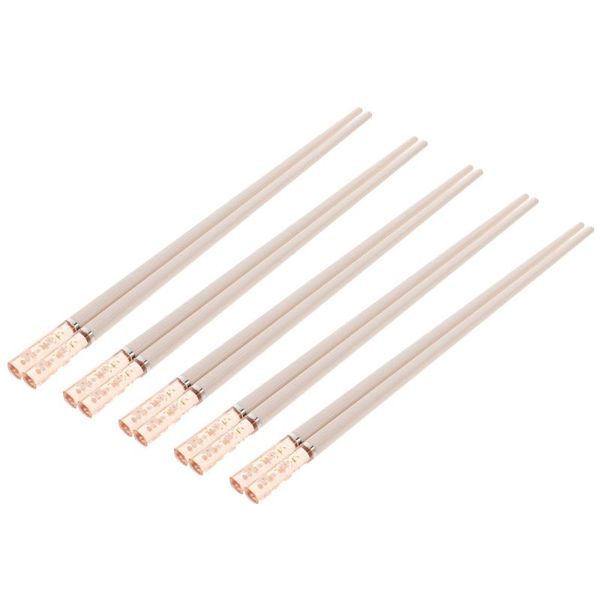 

chopsticks 5 pairs home japanese style reusable non-slip alloy
