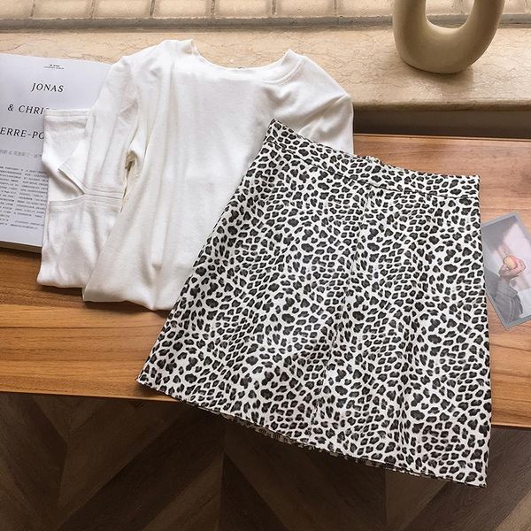 

skirts women leopard a-line short, Black