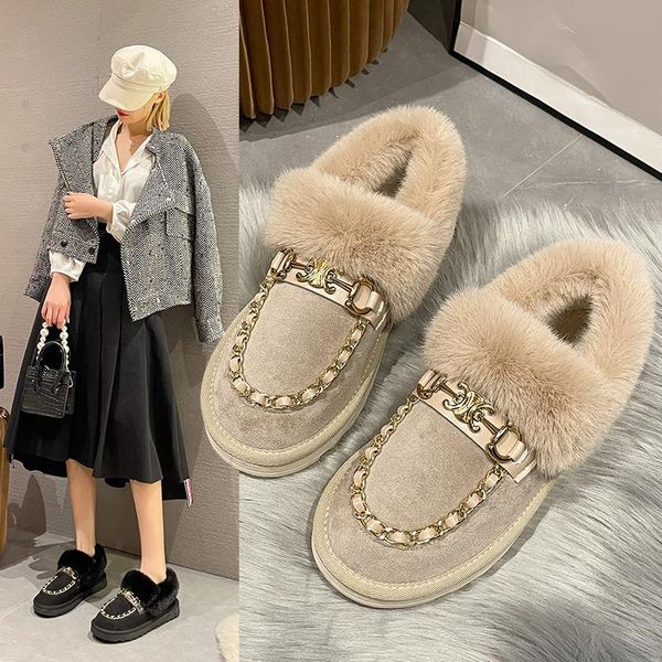 

boots 2021 winter women's plush warm snow flats comfortable cotton shoes, Black