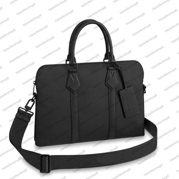 M59159 Aktenkofferdesigner Männer Tasche Original Kalbsleder Schwarz Metall Tablet Computer Metallic Handtasche Kreuzkörper Schultertasche Geldbörse Aktentasche Portfolio