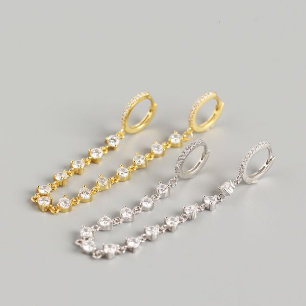 

yhe0204 light luxury s925 silver design luxury tassel inlaid with diamond earrings ear buckle personalized tremella, Golden