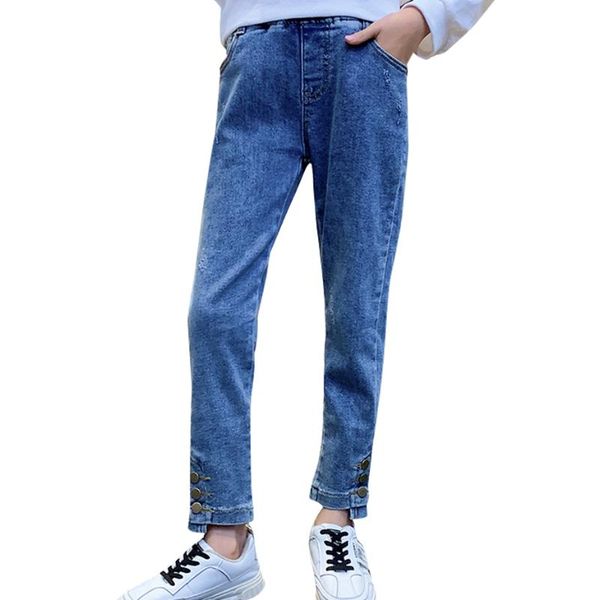 

jeans girl solid color girls pants spring autumn children's for boys casual style clothing 6 8 10 12 14, Blue