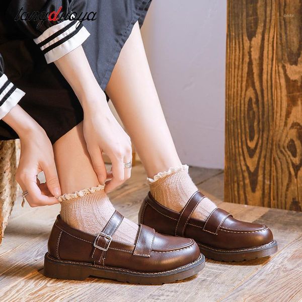 

mary jane shoes girls japanese school jk uniform accessories lolita college gothic pu leather platform dress, Black