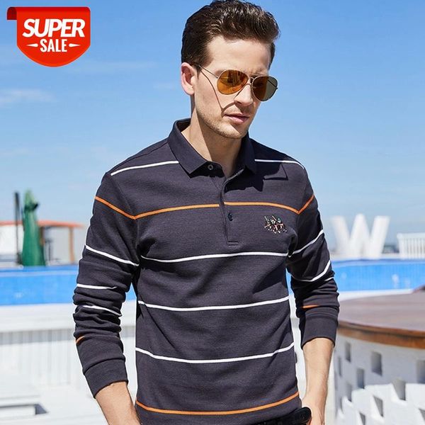 

2020 Brand Fall Winter Polo Shirts Men Clothing Shirts For Men Camisas De Hombre Tops Long Sleeve Fashion Striped Cotton Clothes #022t, White;black