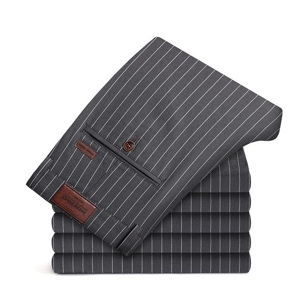 

men's pants formal wear casual business jeans men cotton trousers male classics high waist straight pant big size 38, Black